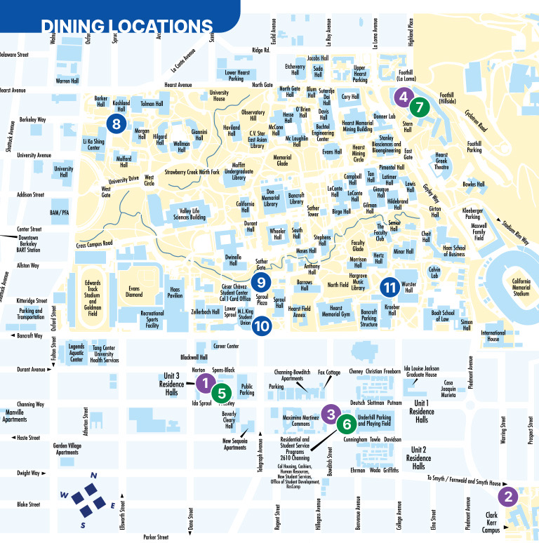 Campus map of dining locations